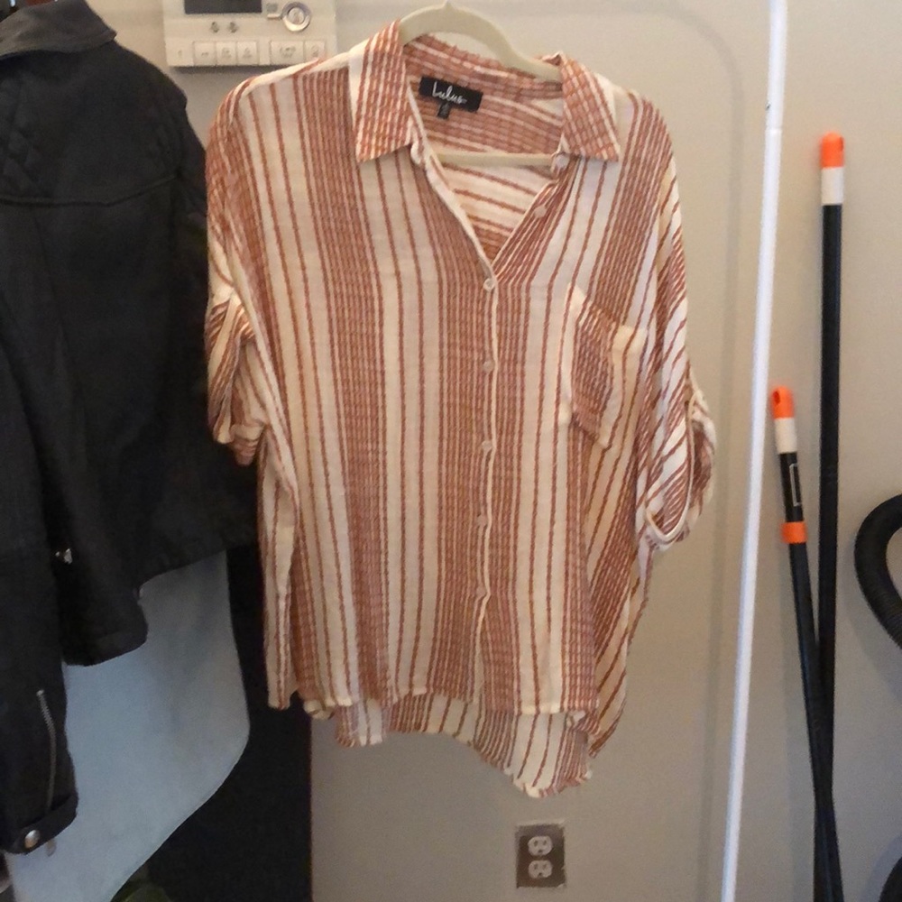 Stripped linen top